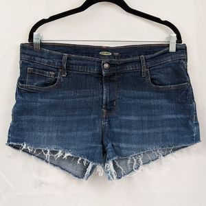 Old Navy Shorts Cut Off High Waist Custom Distressed Bleach Dipped Denim size 14